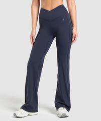 Crossover Flared Leggings Heavy Blue