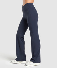 Crossover Flared Leggings Heavy Blue