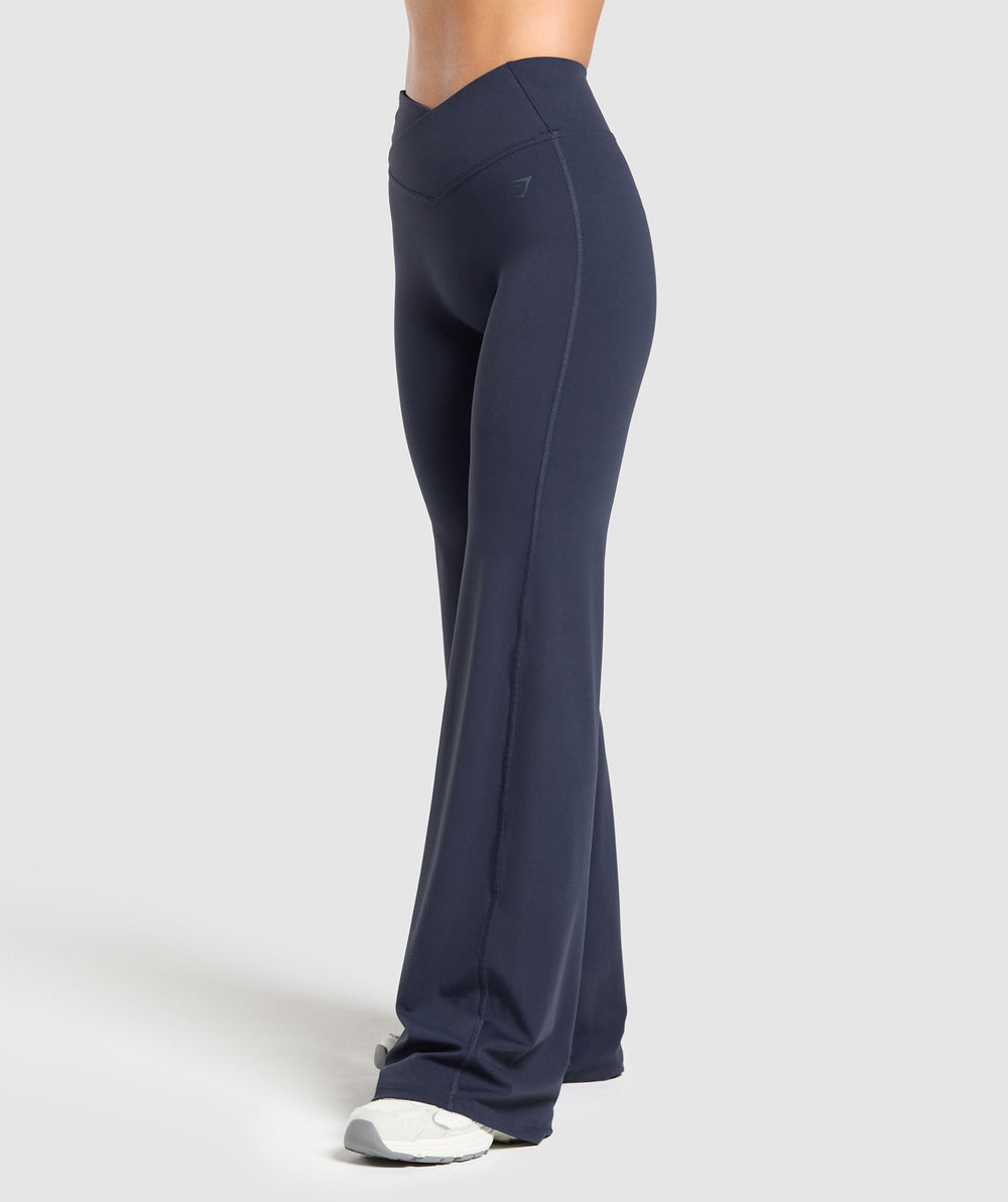 Crossover Flared Leggings Heavy Blue