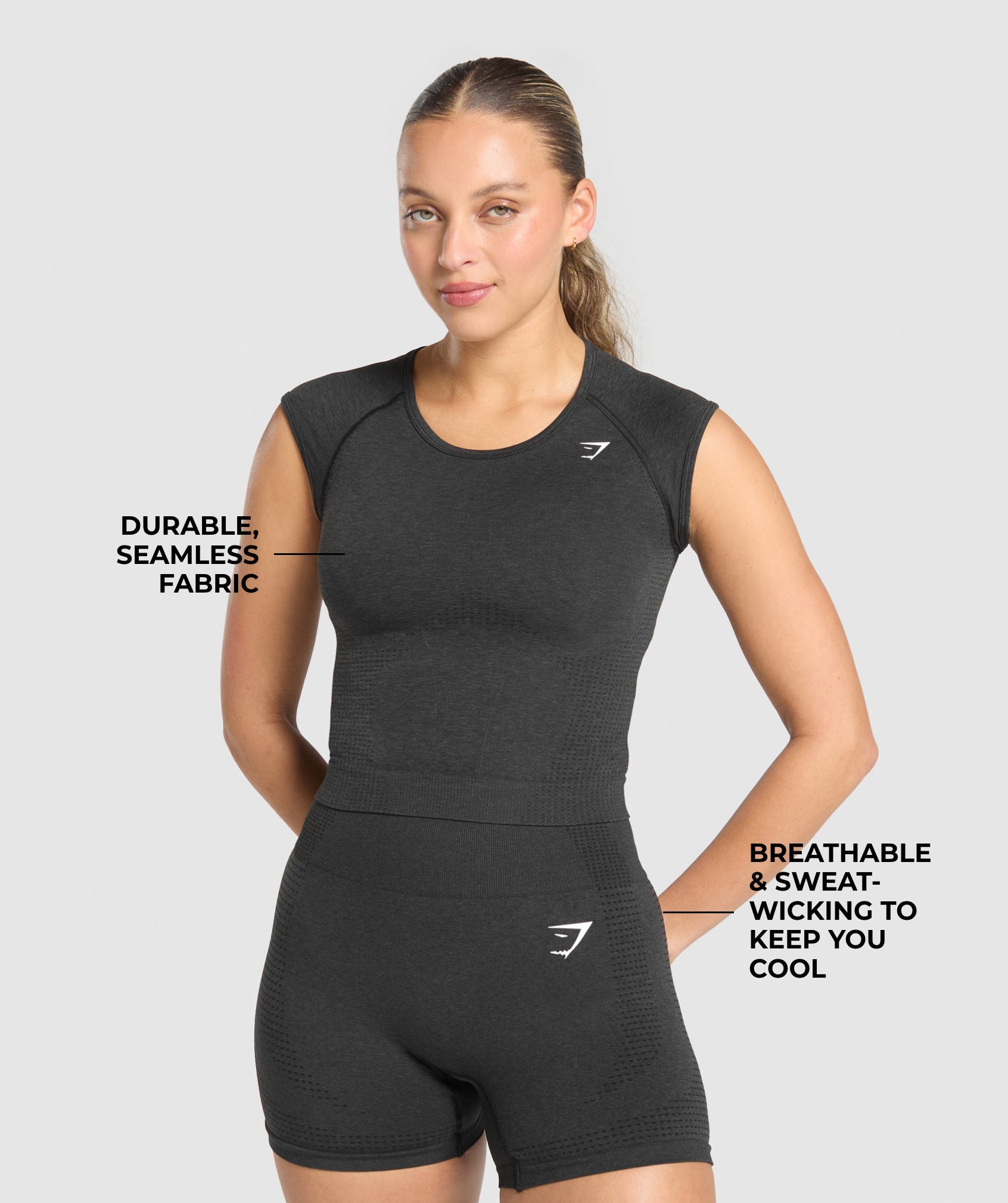 Vital Scoop Neck Top Black Marl