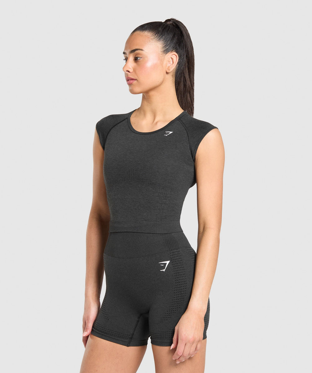 Vital Scoop Neck Top Black Marl