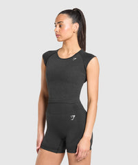Vital Scoop Neck Top Black Marl