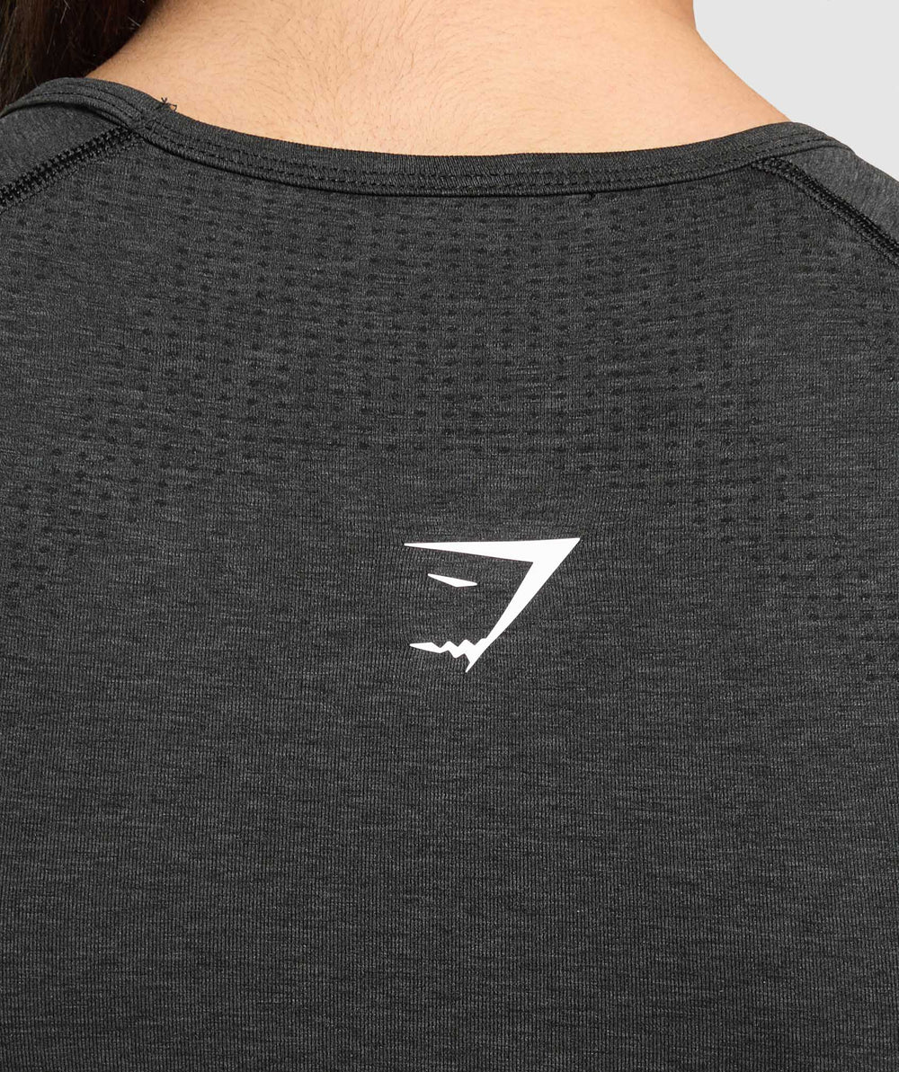 Vital Scoop Neck Top Black Marl