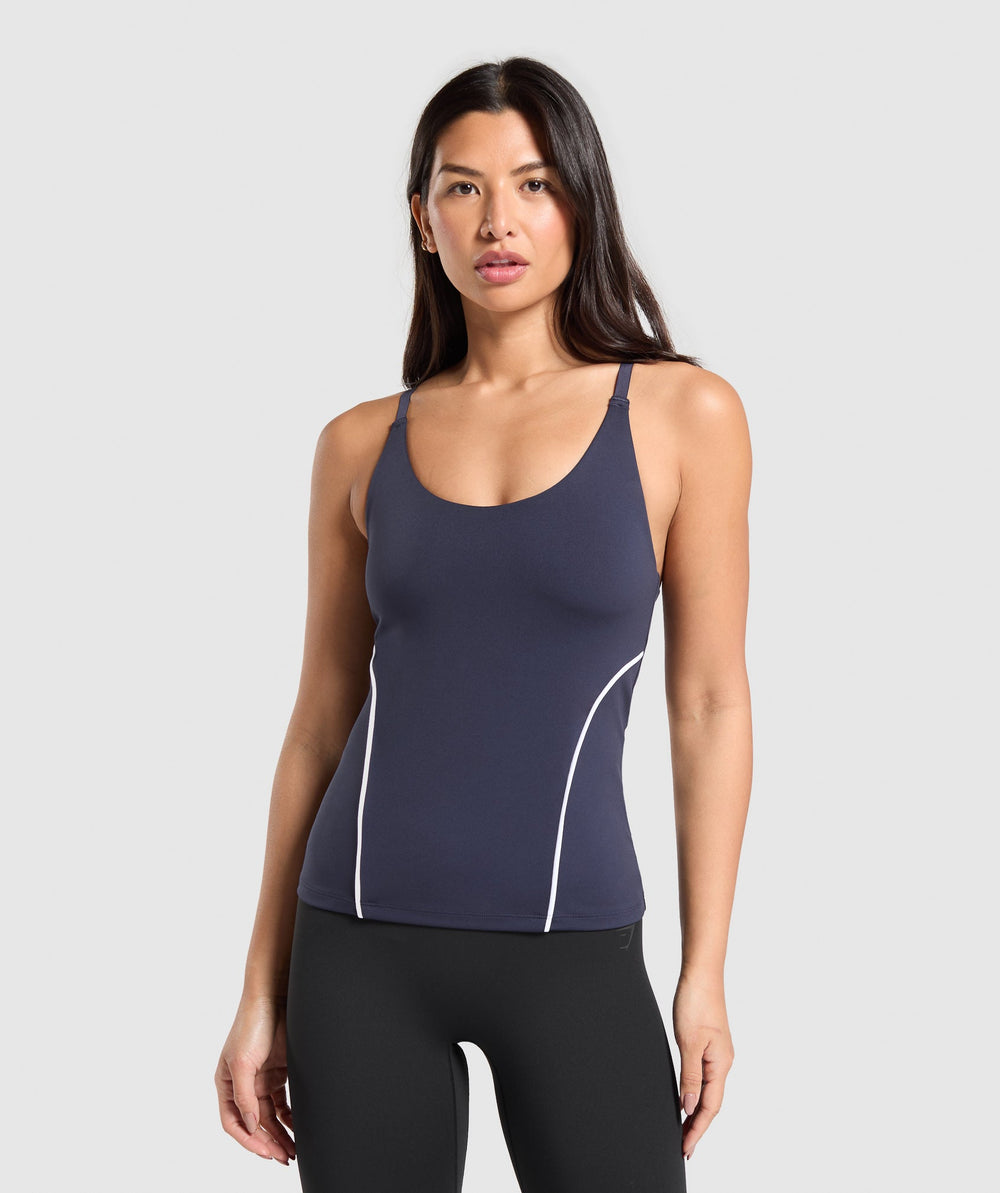 Contour Stitch Tank with Shelf Heavy Blue