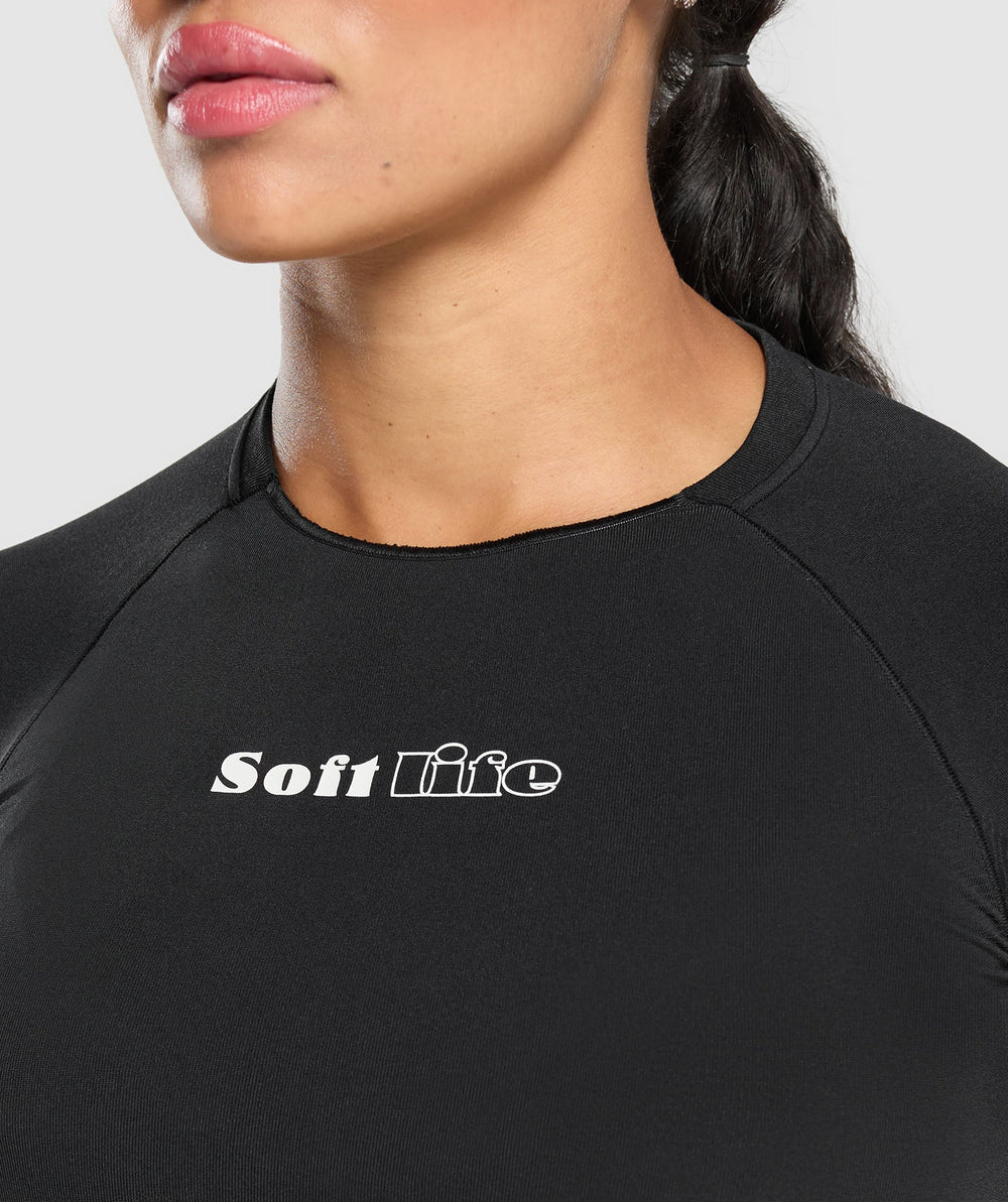 Soft Life Baby Tee Black
