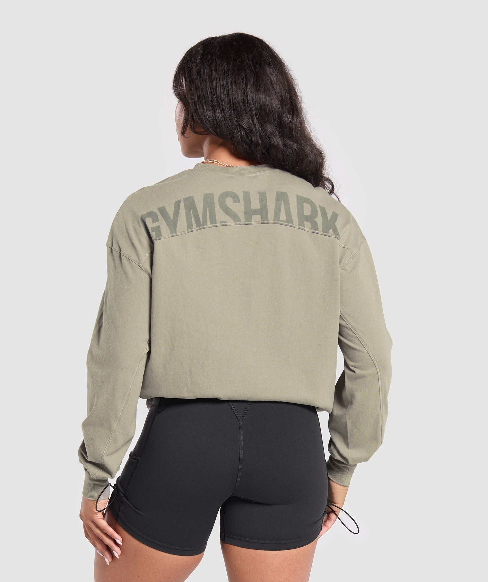 Power Oversized Long Sleeve Top Linen Brown