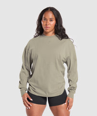 Power Oversized Long Sleeve Top Linen Brown
