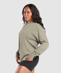 Power Oversized Long Sleeve Top Linen Brown