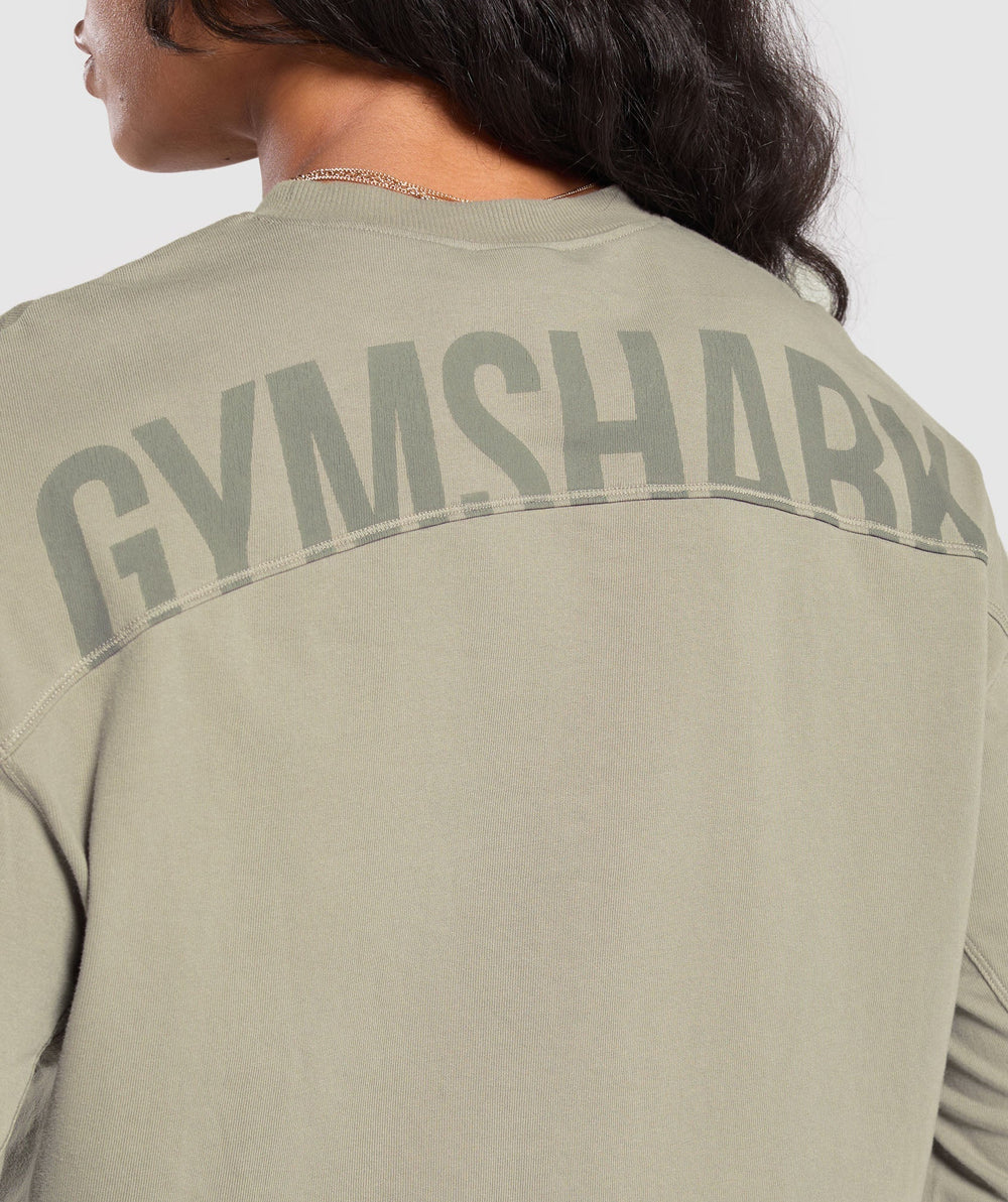 Power Oversized Long Sleeve Top Linen Brown