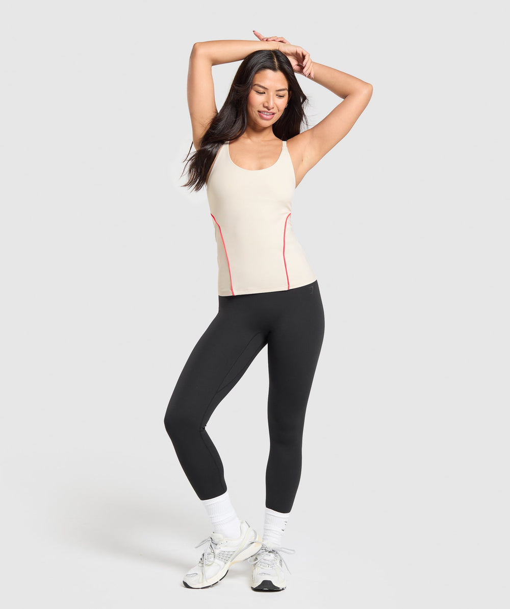 Contour Stitch Tank with Shelf Oat White