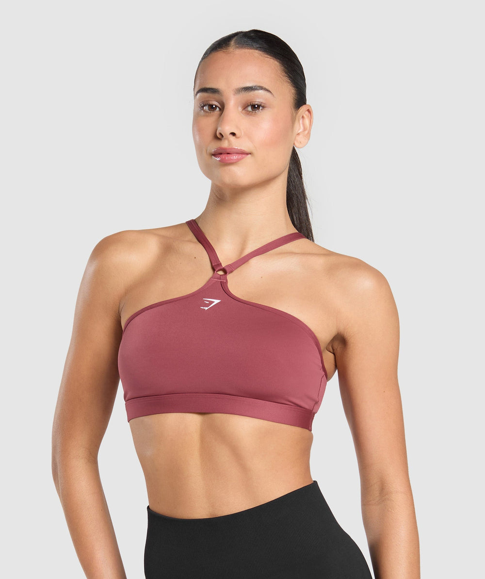 Halter Neck Sports Bra Washed Berry Pink