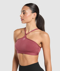 Halter Neck Sports Bra Washed Berry Pink