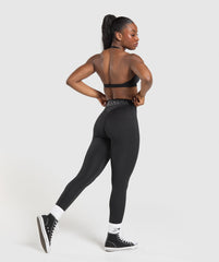 Wordmark Graphic Leggings Black