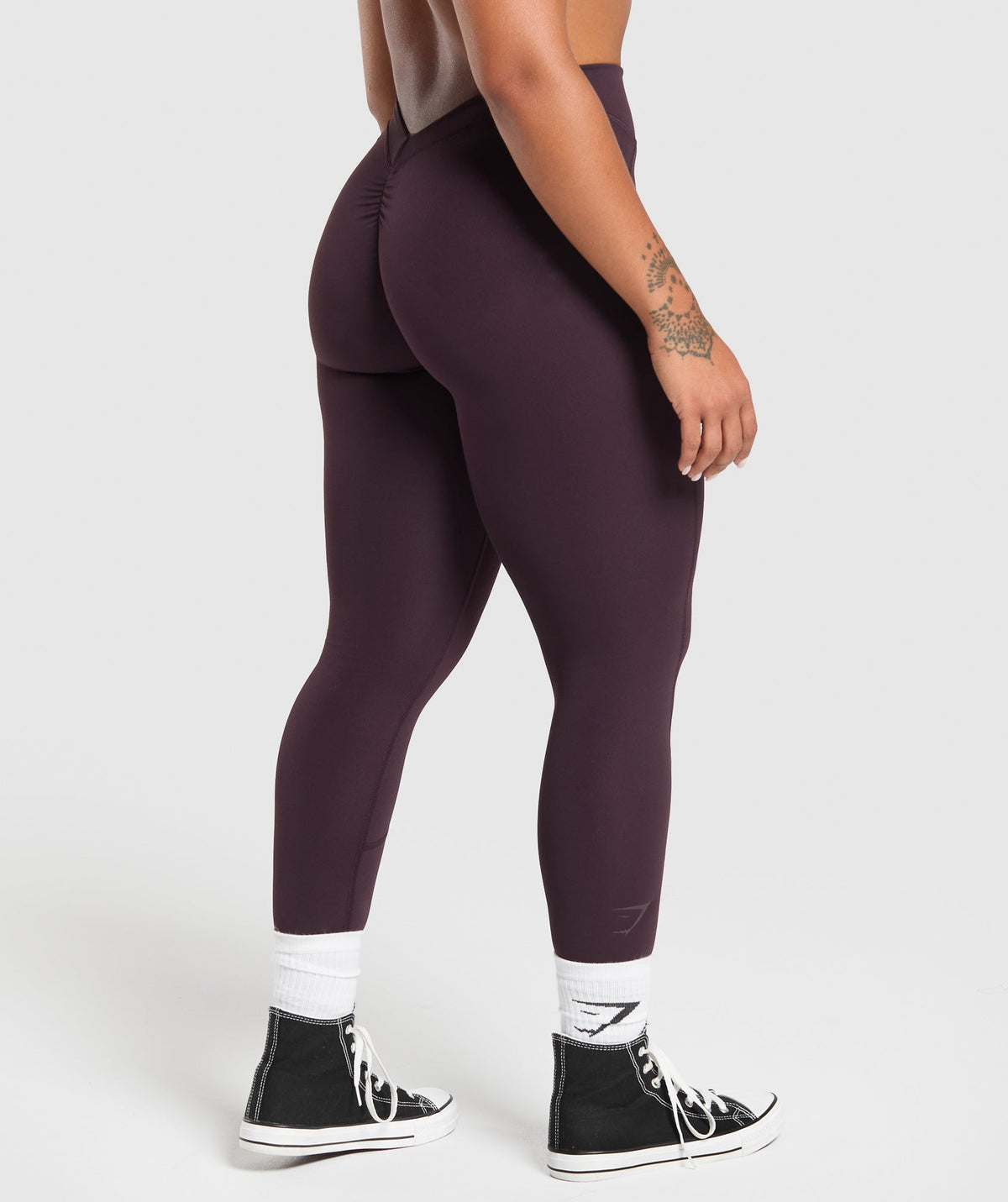 Lifting Dipped Waistband Leggings Plum Brown