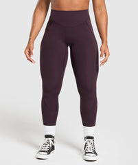 Lifting Dipped Waistband Leggings Plum Brown
