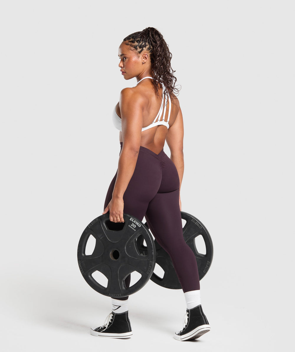 Lifting Dipped Waistband Leggings Plum Brown