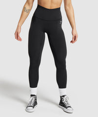 Mesh Waistband Leggings Black