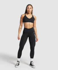 Mesh Waistband Leggings Black