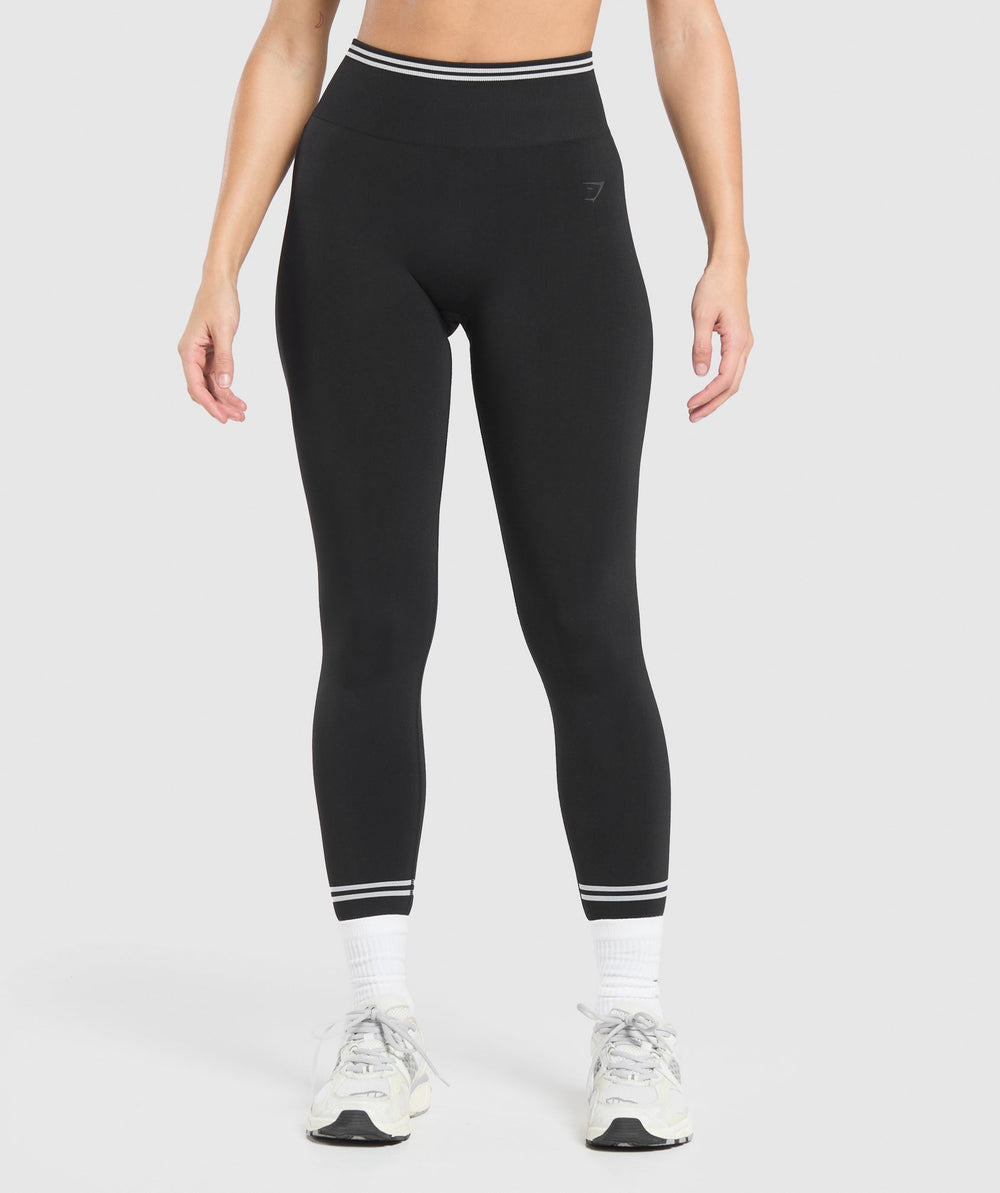 Contrast Seamless Leggings Black