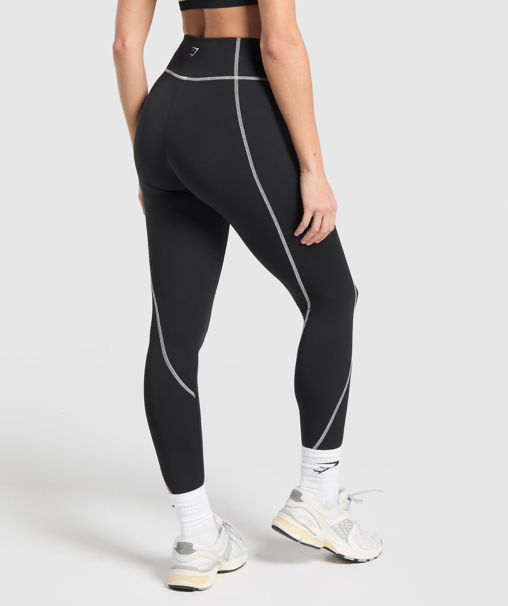 Retro Contrast Stitch Leggings Black/Light Grey