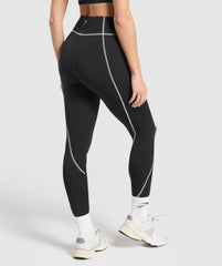 Retro Contrast Stitch Leggings Black/Light Grey