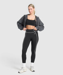 Retro Contrast Stitch Leggings Black/Light Grey