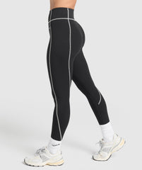 Retro Contrast Stitch Leggings Black/Light Grey