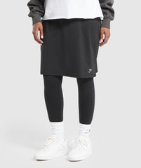 2 in 1 High Waisted Skirt Leggings Black