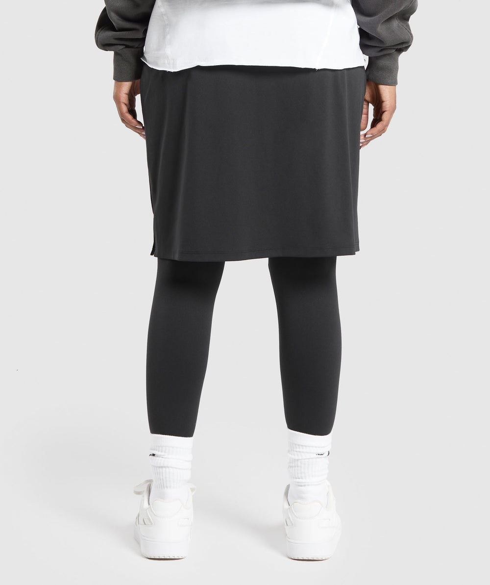 2 in 1 High Waisted Skirt Leggings Black