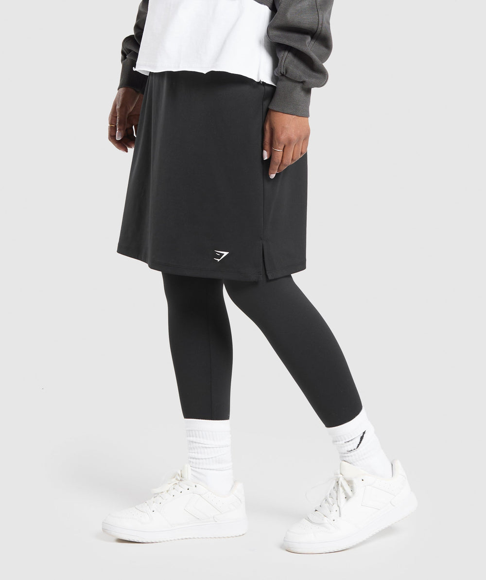 2 in 1 High Waisted Skirt Leggings Black