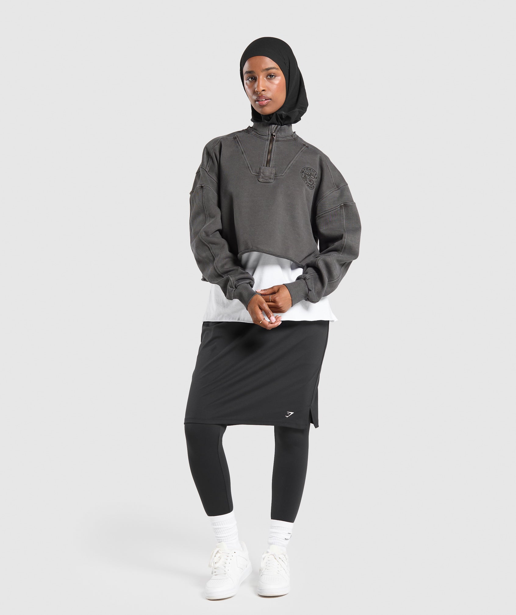 2 in 1 High Waisted Skirt Leggings Black