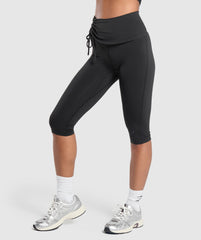 Ruched Capri Leggings Black