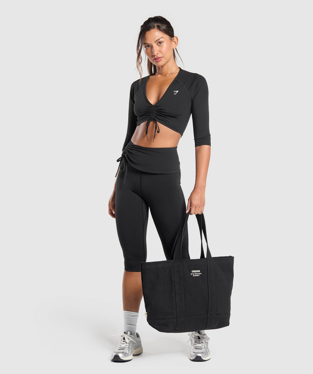Ruched Capri Leggings Black