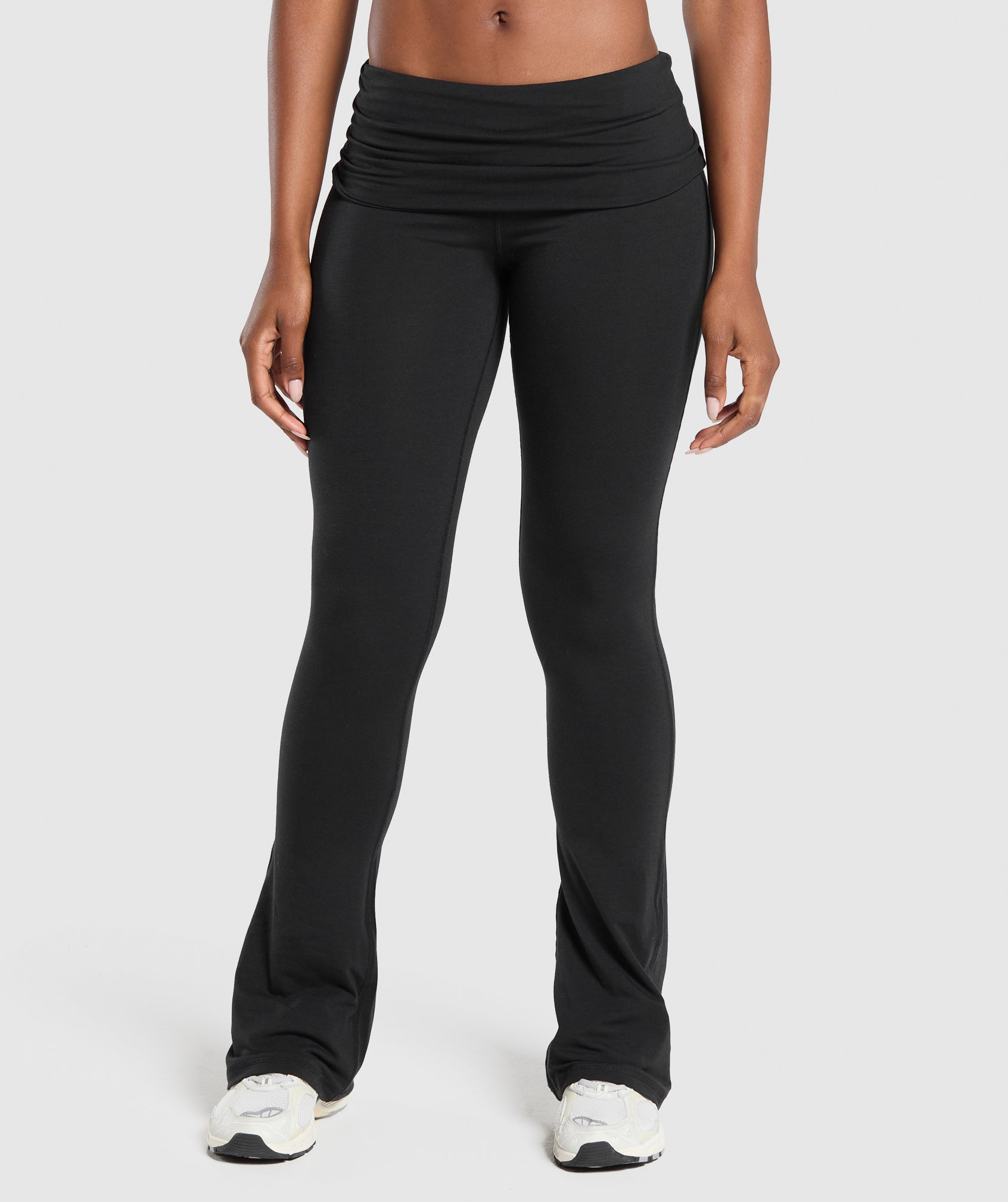 Foldover Flared Leggings Black