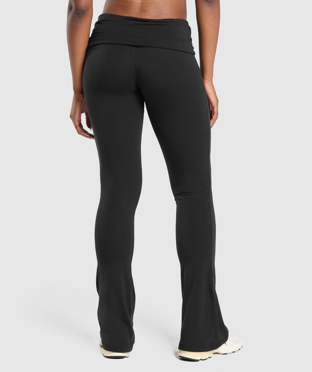 Foldover Flared Leggings Black