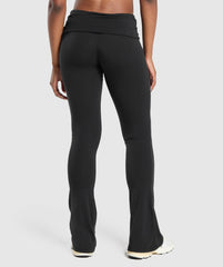 Foldover Flared Leggings Black