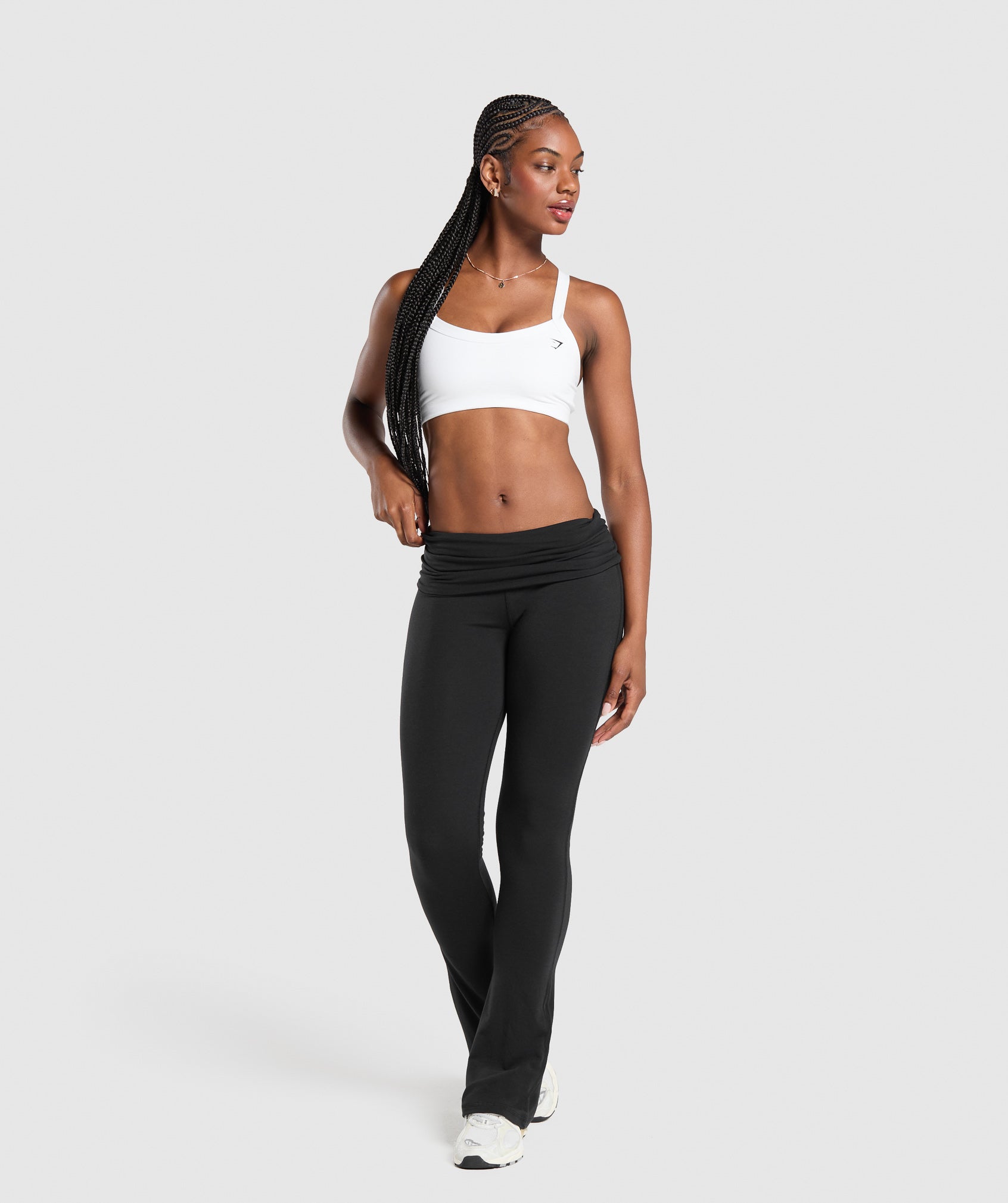 Foldover Flared Leggings Black