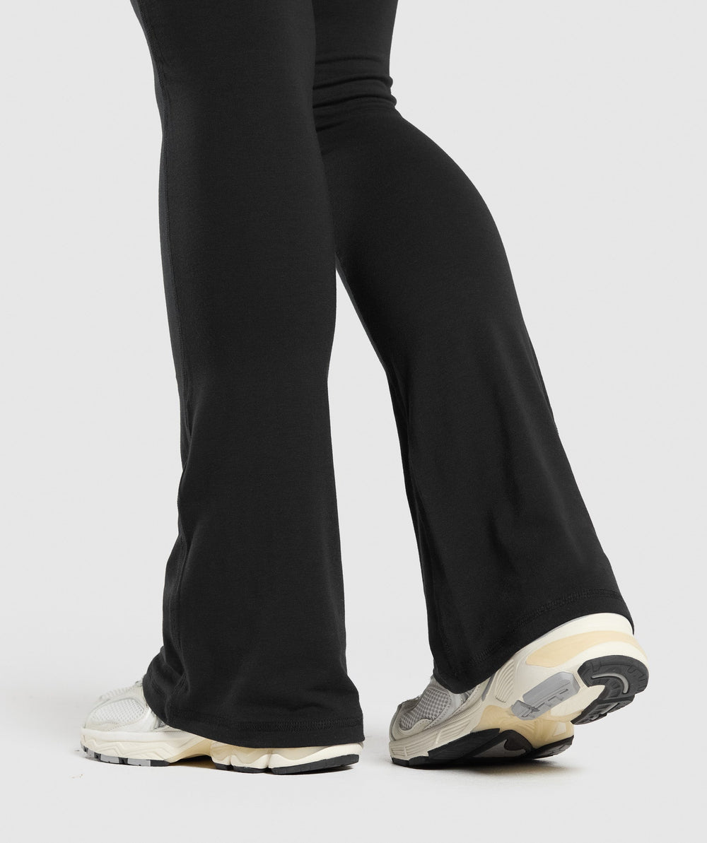 Foldover Flared Leggings Black
