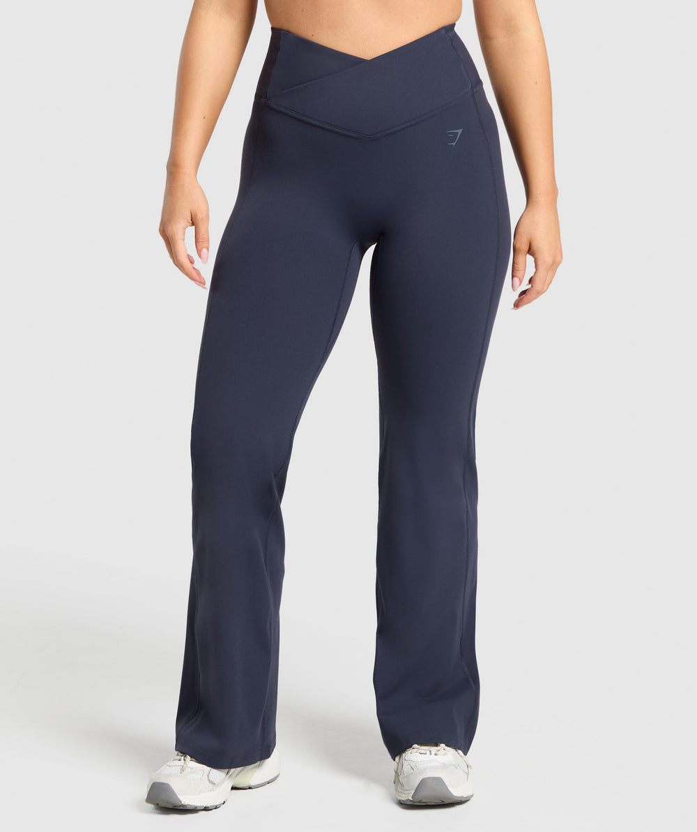 Crossover Flared Leggings Heavy Blue