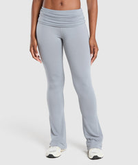 Foldover Flared Leggings Denim Grey