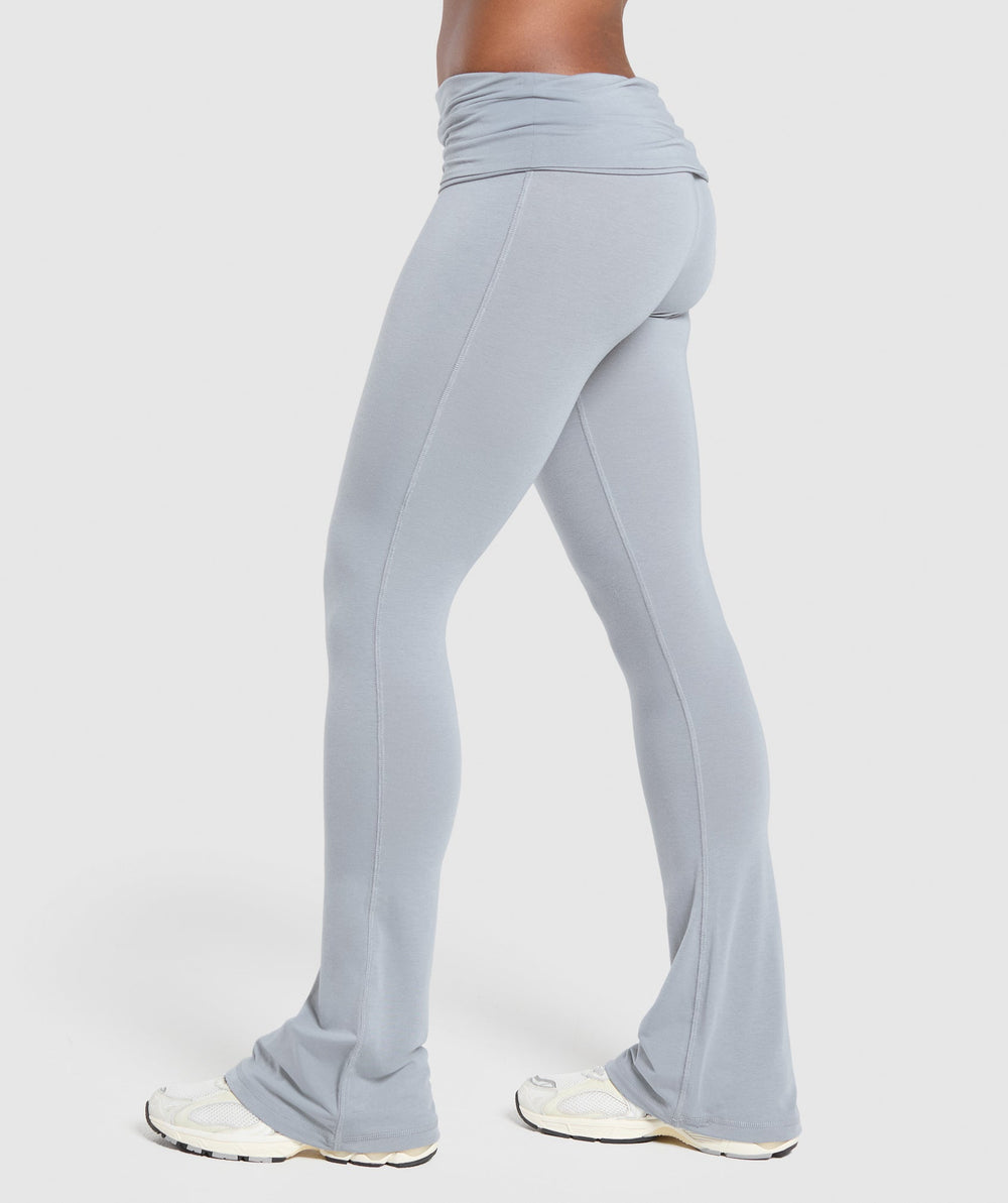 Foldover Flared Leggings Denim Grey