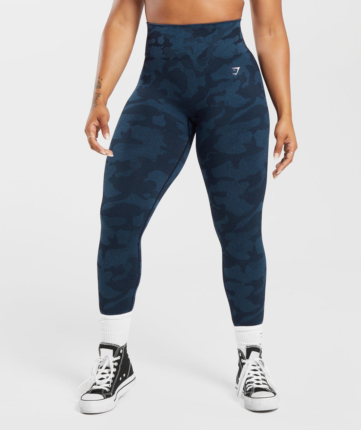 Adapt Camo Seamless Ribbed Leggings Midnight Blue/Ash Blue