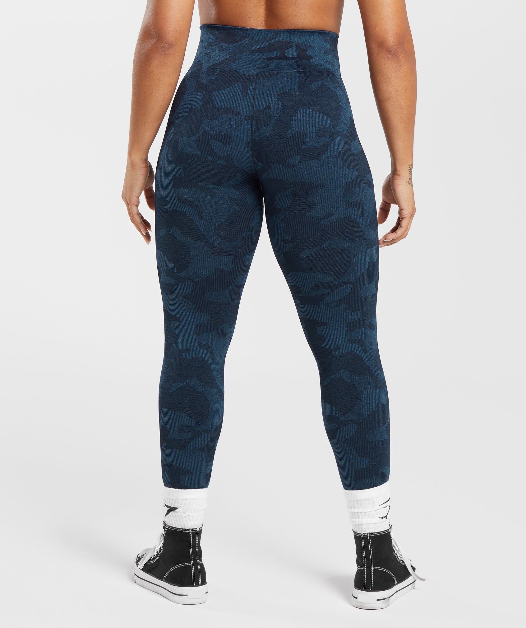 Adapt Camo Seamless Ribbed Leggings Midnight Blue/Ash Blue