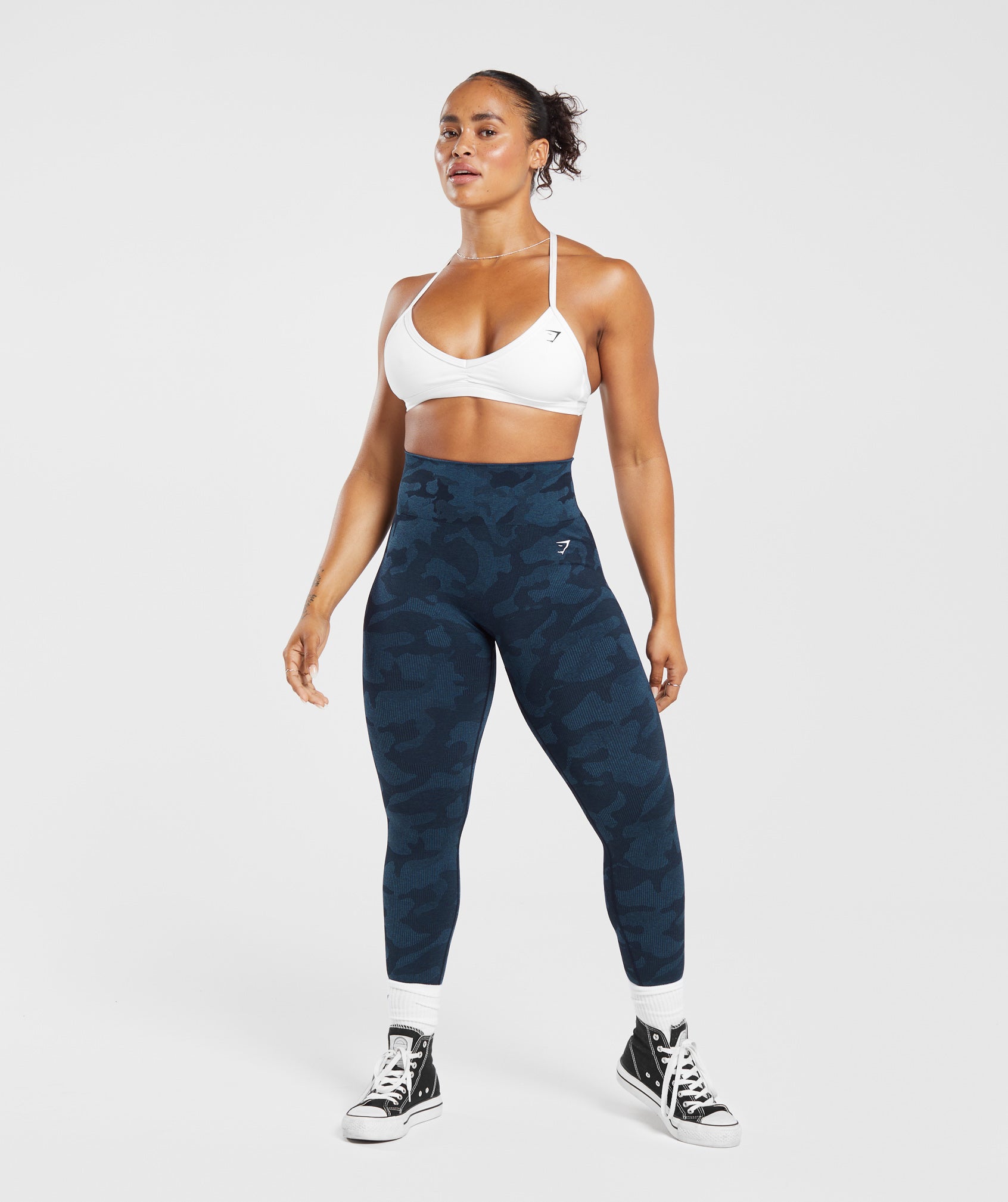 Adapt Camo Seamless Ribbed Leggings Midnight Blue/Ash Blue
