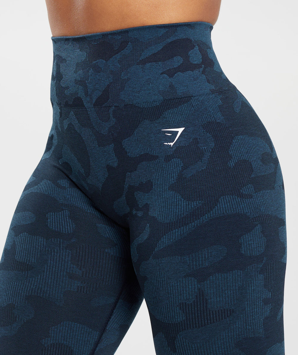 Adapt Camo Seamless Ribbed Leggings Midnight Blue/Ash Blue