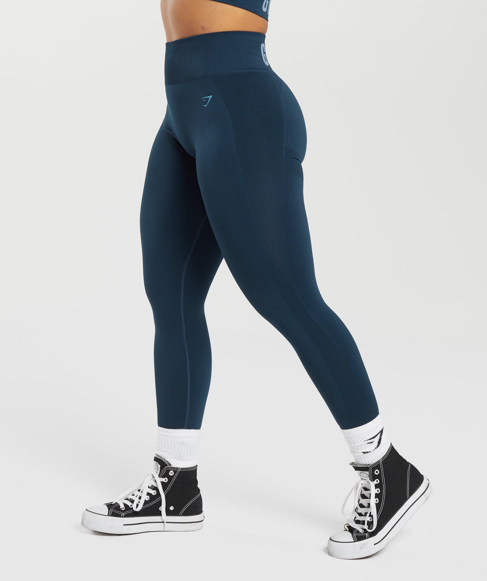 Flex High Waisted Leggings Navy/Denim Blue