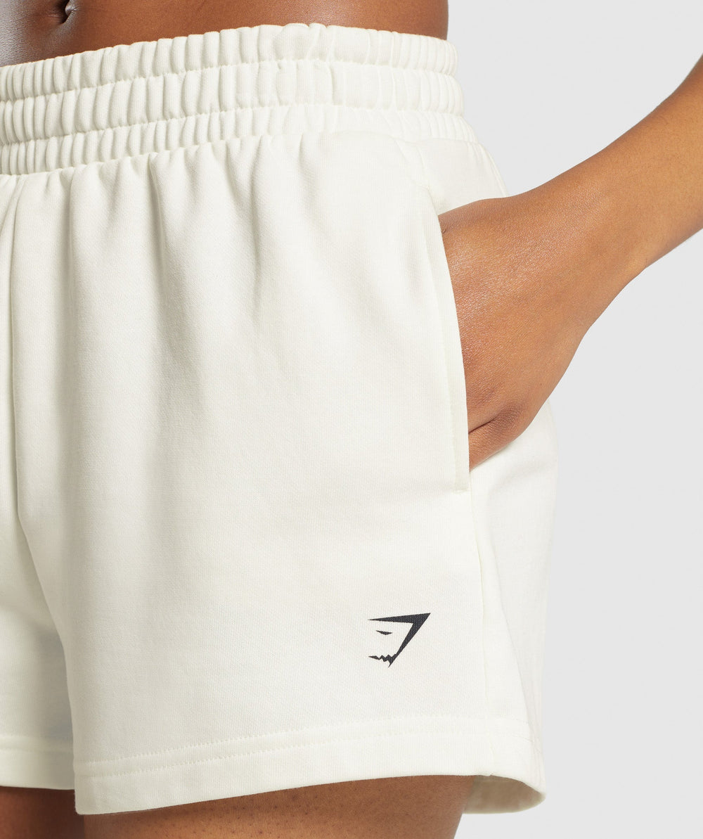 Care Label Graphic Brushed Shorts Soft White