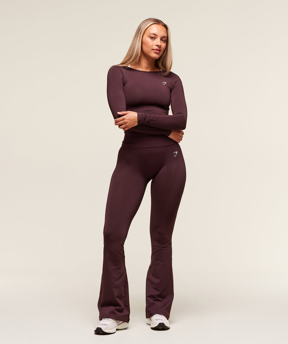 Everyday Seamless Wide Neck Long Sleeve Top Cherry Purple