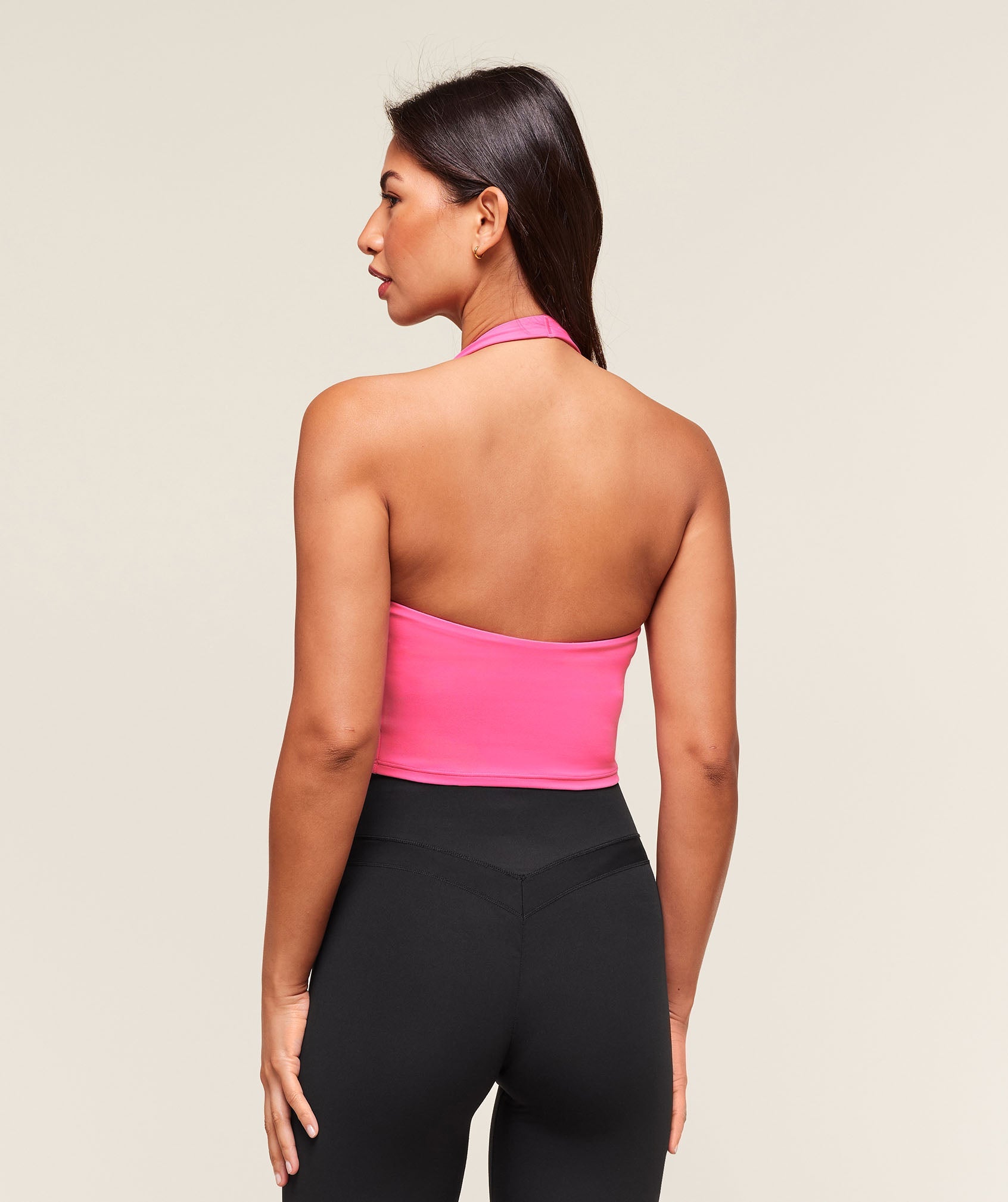 Halter Neck Cami with Shelf Energy Pink