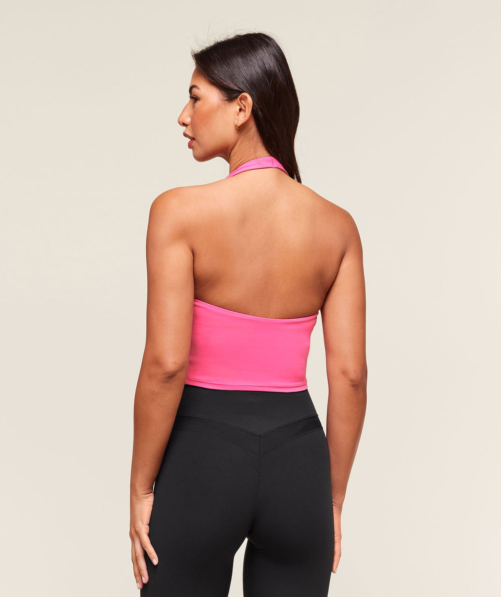Halter Neck Cami with Shelf Energy Pink